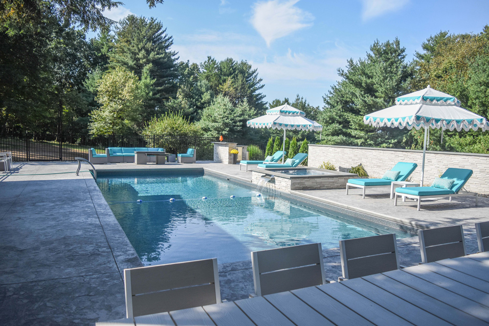 This is a photo of a rectangular in ground swimming pool.